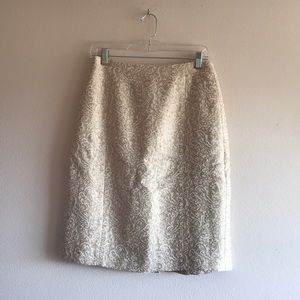 Ann Taylor Gold Brocade Skirt W/ Pleat Back